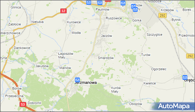 mapa Smardzów gmina Jerzmanowa, Smardzów gmina Jerzmanowa na mapie Targeo