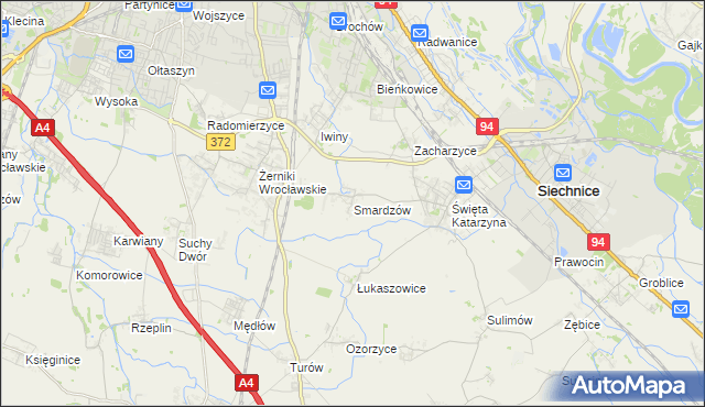 mapa Smardzów gmina Siechnice, Smardzów gmina Siechnice na mapie Targeo