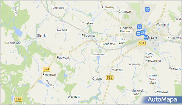 mapa Smokowo gmina Kętrzyn, Smokowo gmina Kętrzyn na mapie Targeo