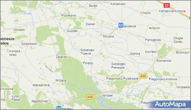 mapa Sobiesęki Drugie, Sobiesęki Drugie na mapie Targeo