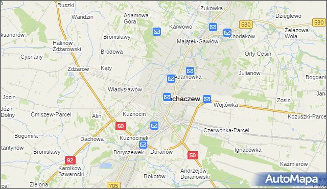mapa Sochaczew, Sochaczew na mapie Targeo