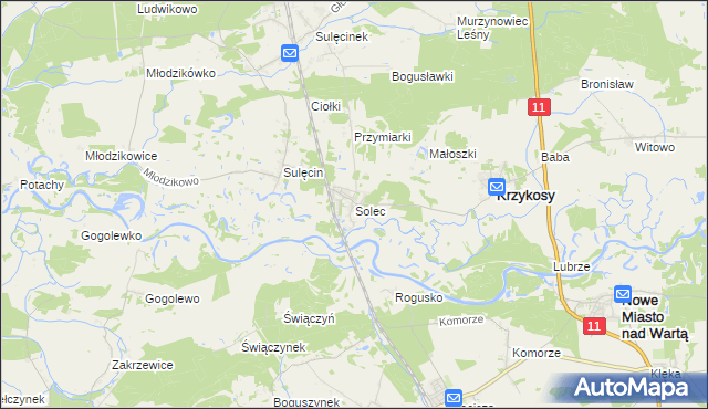 mapa Solec gmina Krzykosy, Solec gmina Krzykosy na mapie Targeo