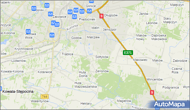 mapa Sołtyków gmina Skaryszew, Sołtyków gmina Skaryszew na mapie Targeo