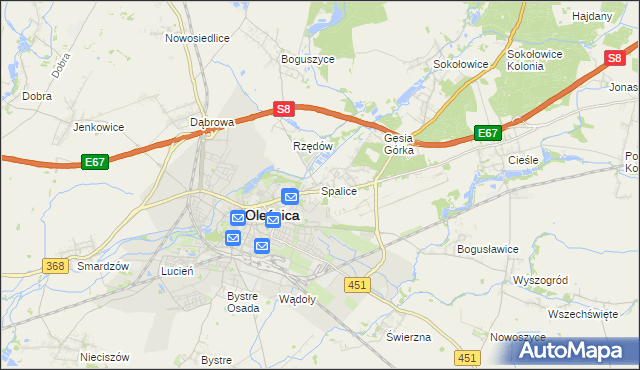 mapa Spalice, Spalice na mapie Targeo