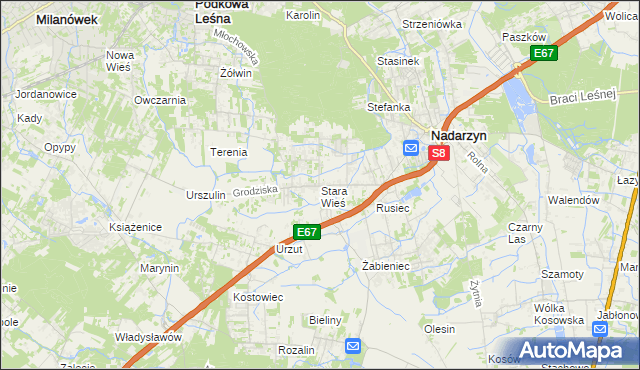 mapa Stara Wieś gmina Nadarzyn, Stara Wieś gmina Nadarzyn na mapie Targeo