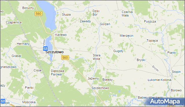 mapa Stara Wola gmina Szczutowo, Stara Wola gmina Szczutowo na mapie Targeo