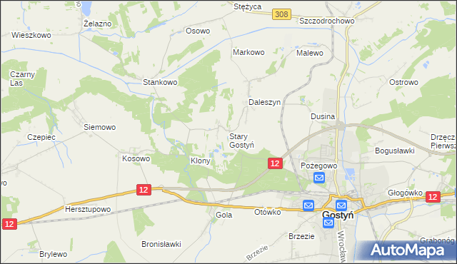 mapa Stary Gostyń, Stary Gostyń na mapie Targeo