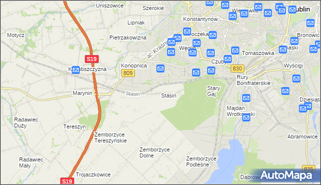 mapa Stasin gmina Konopnica, Stasin gmina Konopnica na mapie Targeo