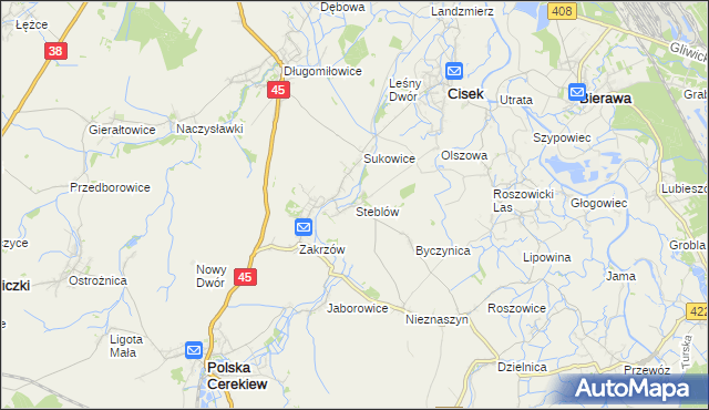 mapa Steblów gmina Cisek, Steblów gmina Cisek na mapie Targeo
