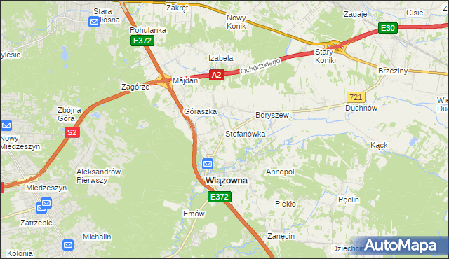 mapa Stefanówka gmina Wiązowna, Stefanówka gmina Wiązowna na mapie Targeo