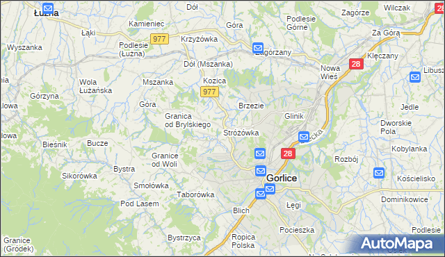 mapa Stróżówka, Stróżówka na mapie Targeo