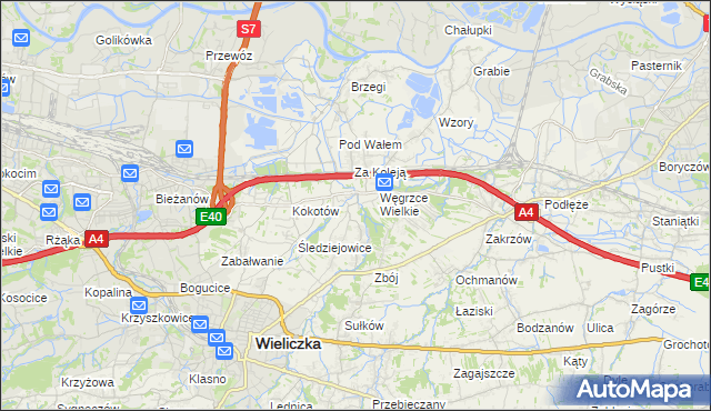 mapa Strumiany gmina Wieliczka, Strumiany gmina Wieliczka na mapie Targeo