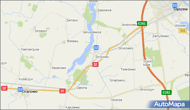mapa Strykowo, Strykowo na mapie Targeo