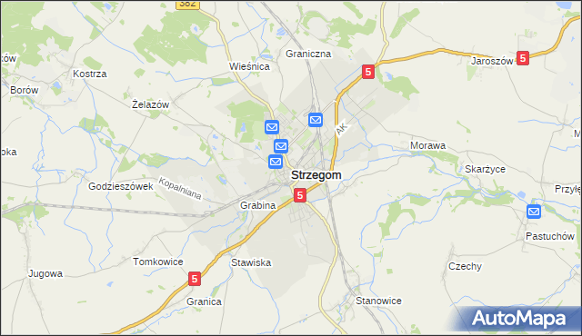 mapa Strzegom powiat świdnicki, Strzegom powiat świdnicki na mapie Targeo