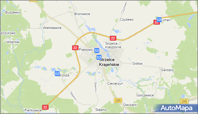 mapa Strzelce Krajeńskie, Strzelce Krajeńskie na mapie Targeo