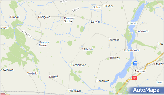 mapa Strzępiń, Strzępiń na mapie Targeo