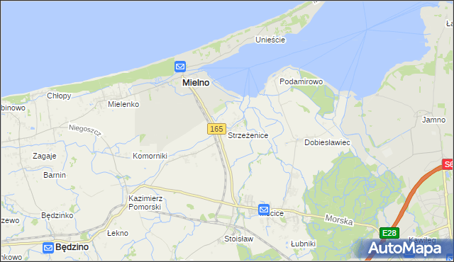 mapa Strzeżenice, Strzeżenice na mapie Targeo