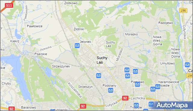 mapa Suchy Las powiat poznański, Suchy Las powiat poznański na mapie Targeo