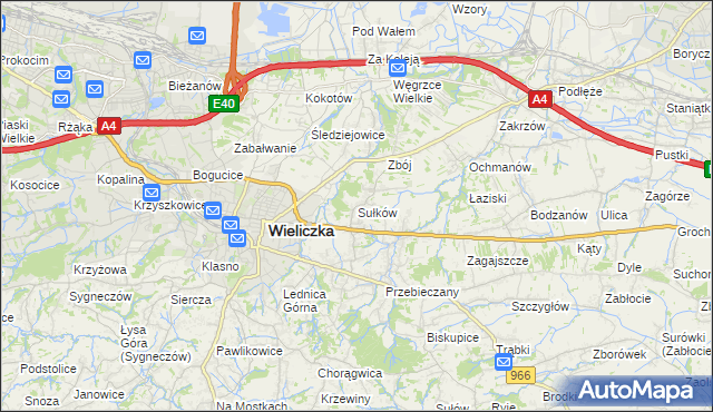 mapa Sułków gmina Wieliczka, Sułków gmina Wieliczka na mapie Targeo