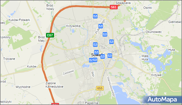 mapa Suwałk, Suwałki na mapie Targeo