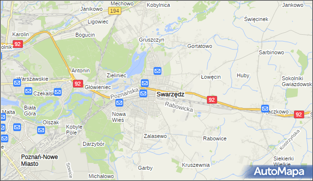 mapa Swarzędz, Swarzędz na mapie Targeo
