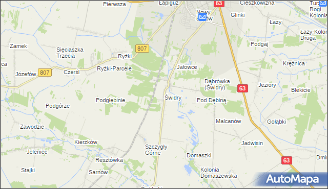 mapa Świdry gmina Łuków, Świdry gmina Łuków na mapie Targeo