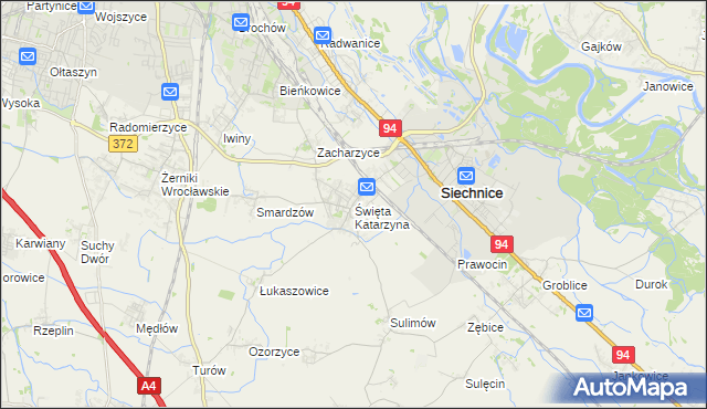 mapa Święta Katarzyna gmina Siechnice, Święta Katarzyna gmina Siechnice na mapie Targeo