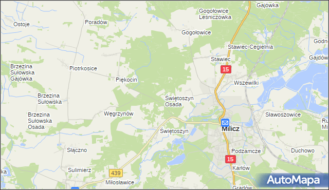 mapa Świętoszyn Osada, Świętoszyn Osada na mapie Targeo