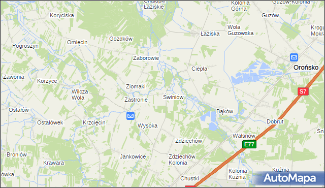 mapa Świniów, Świniów na mapie Targeo