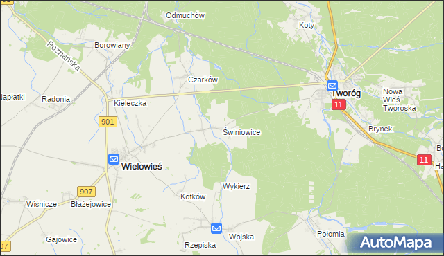 mapa Świniowice, Świniowice na mapie Targeo