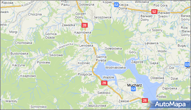 mapa Świnna Poręba, Świnna Poręba na mapie Targeo