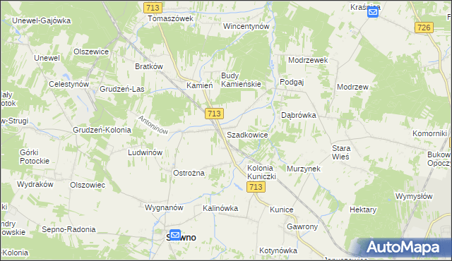 mapa Szadkowice gmina Sławno, Szadkowice gmina Sławno na mapie Targeo