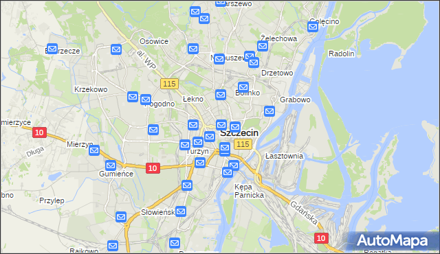 mapa Szczecina, Szczecin na mapie Targeo