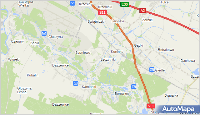 mapa Szczytniki gmina Kórnik, Szczytniki gmina Kórnik na mapie Targeo