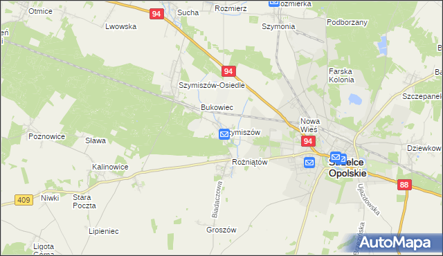 mapa Szymiszów, Szymiszów na mapie Targeo