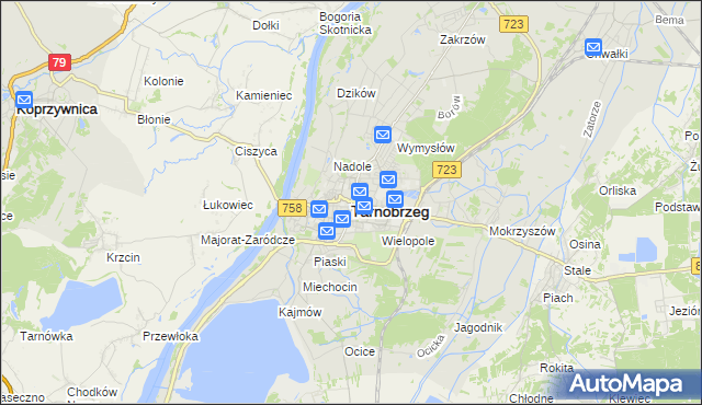 mapa Tarnobrzegu, Tarnobrzeg na mapie Targeo