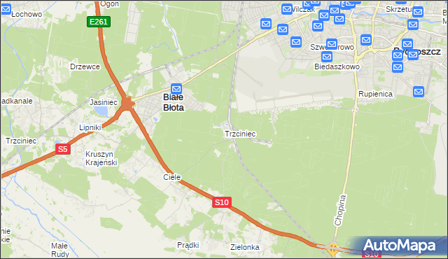 mapa Trzciniec gmina Białe Błota, Trzciniec gmina Białe Błota na mapie Targeo