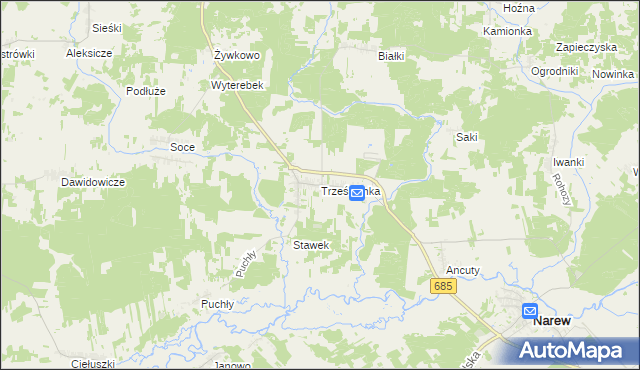 mapa Trześcianka, Trześcianka na mapie Targeo