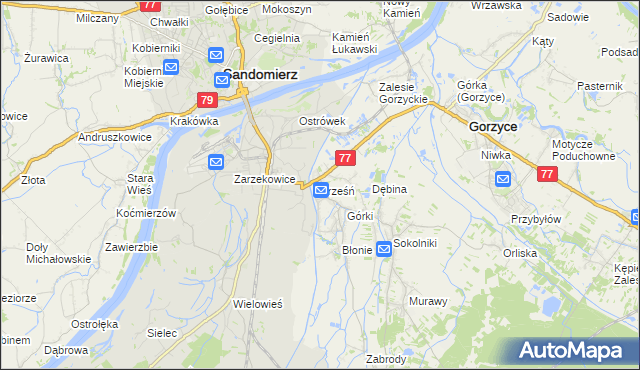 mapa Trześń gmina Gorzyce, Trześń gmina Gorzyce na mapie Targeo