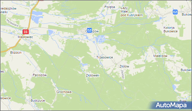 mapa Trzęsowice, Trzęsowice na mapie Targeo