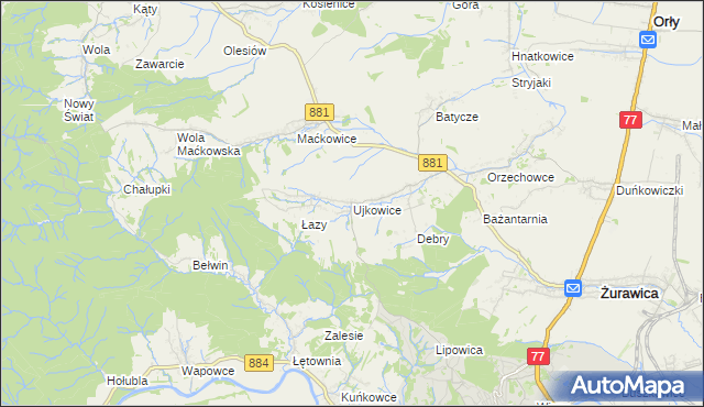 mapa Ujkowice, Ujkowice na mapie Targeo