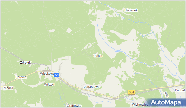 mapa Ulesie gmina Janowo, Ulesie gmina Janowo na mapie Targeo