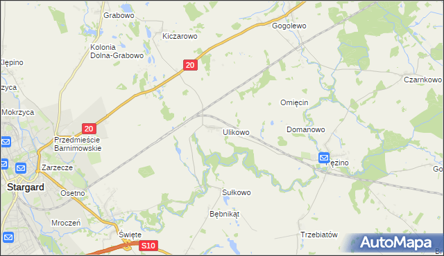 mapa Ulikowo, Ulikowo na mapie Targeo