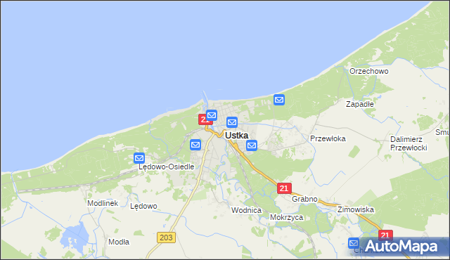 mapa Ustka, Ustka na mapie Targeo