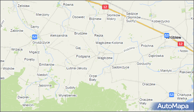 mapa Wągłczew, Wągłczew na mapie Targeo
