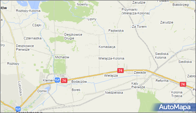 mapa Wielącza-Kolonia, Wielącza-Kolonia na mapie Targeo