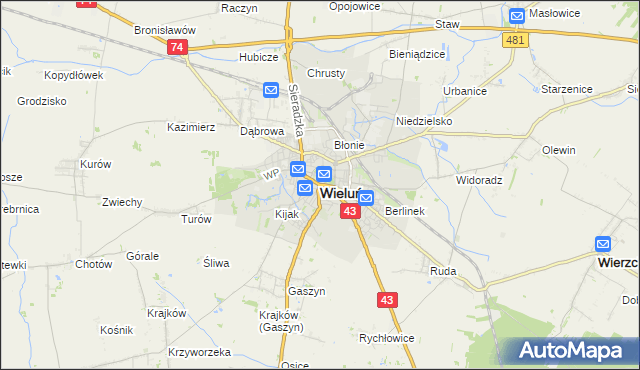 mapa Wieluń, Wieluń na mapie Targeo