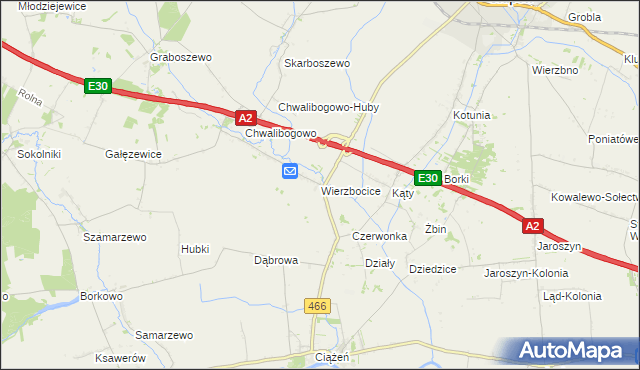 mapa Wierzbocice, Wierzbocice na mapie Targeo