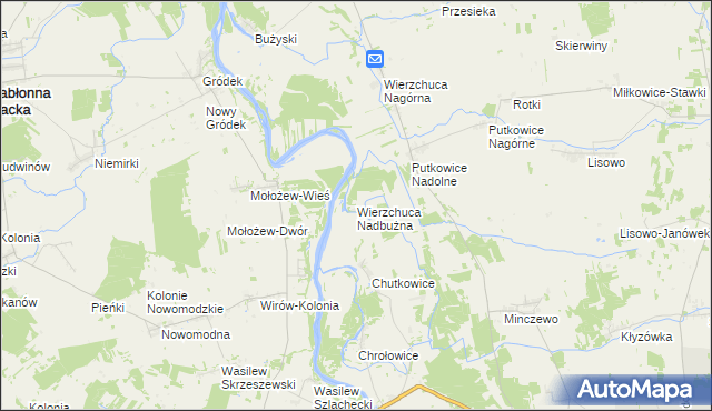 mapa Wierzchuca Nadbużna, Wierzchuca Nadbużna na mapie Targeo