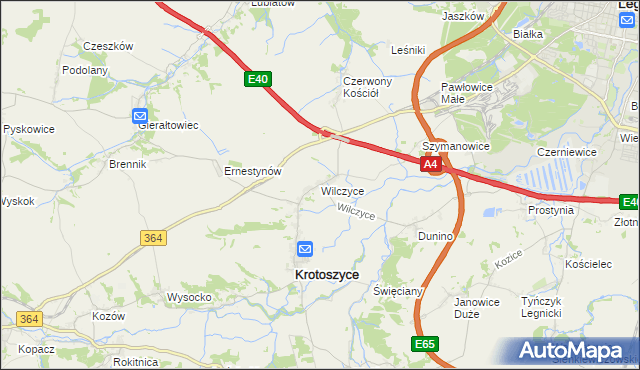 mapa Wilczyce gmina Krotoszyce, Wilczyce gmina Krotoszyce na mapie Targeo